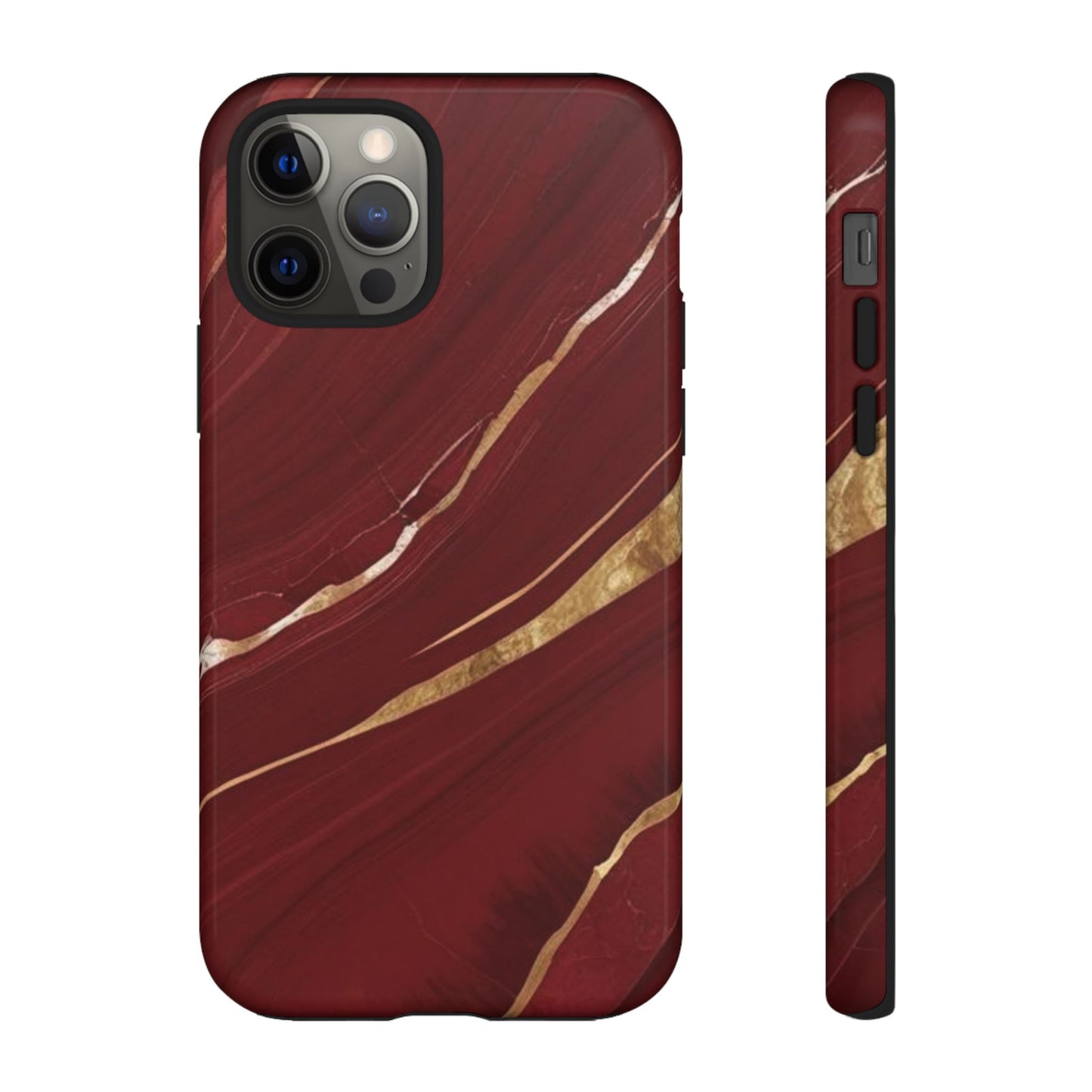 Elegant Red Marble Phone Case - Tough Cases, Stylish Phone Cover, Gift for Her, Luxe Cellphone Protection, Modern Accessories