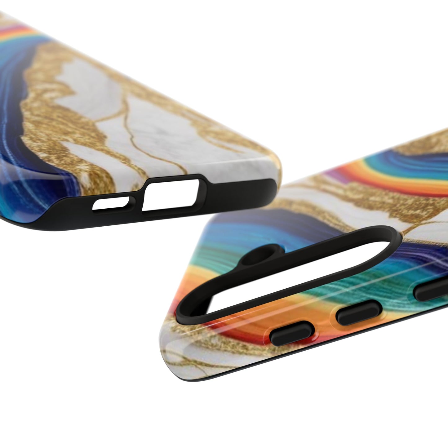 Colorful Marble Phone Case with Rainbow Design, Tough Phone Cover, Customizable Gift, Trendy Cell Accessories, Unique Style