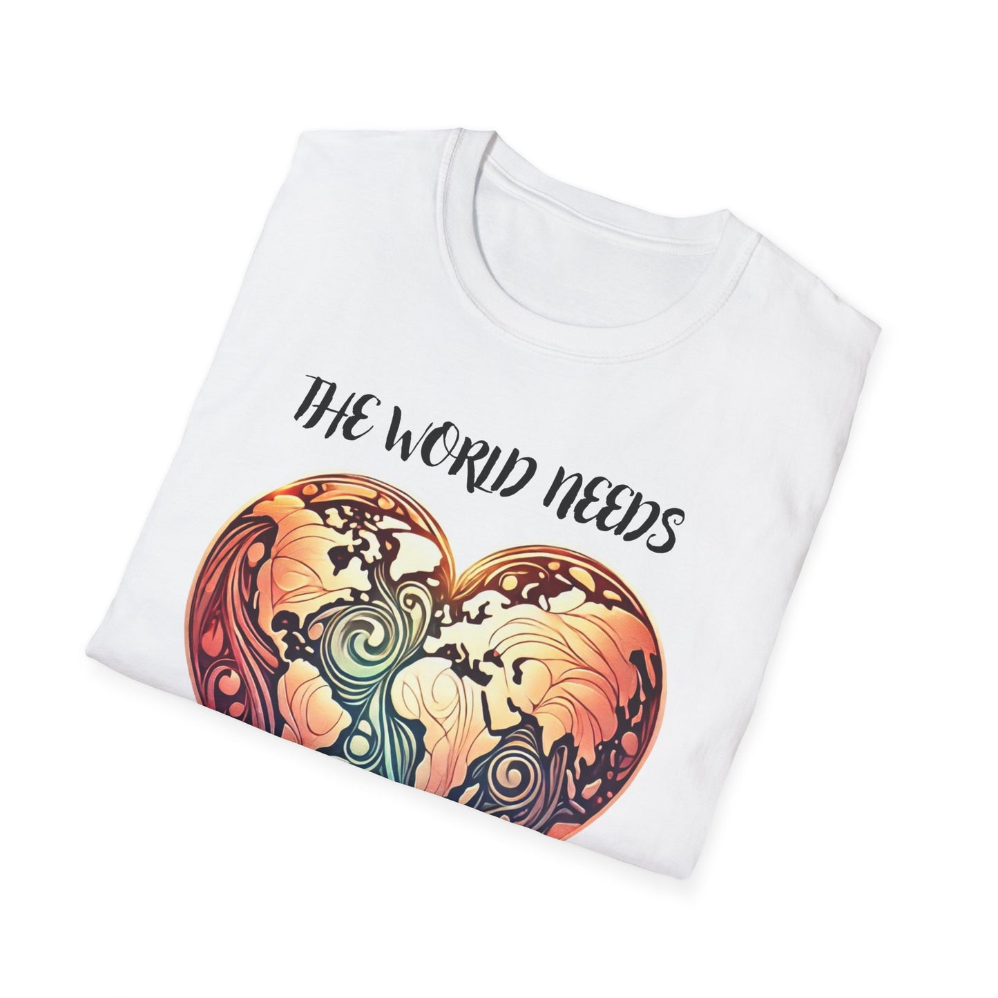 The World Needs More Love T-Shirt, Comfortable Tee, Gift for Friends, Romantic Gift, Heart Design, Feel Good Apparel
