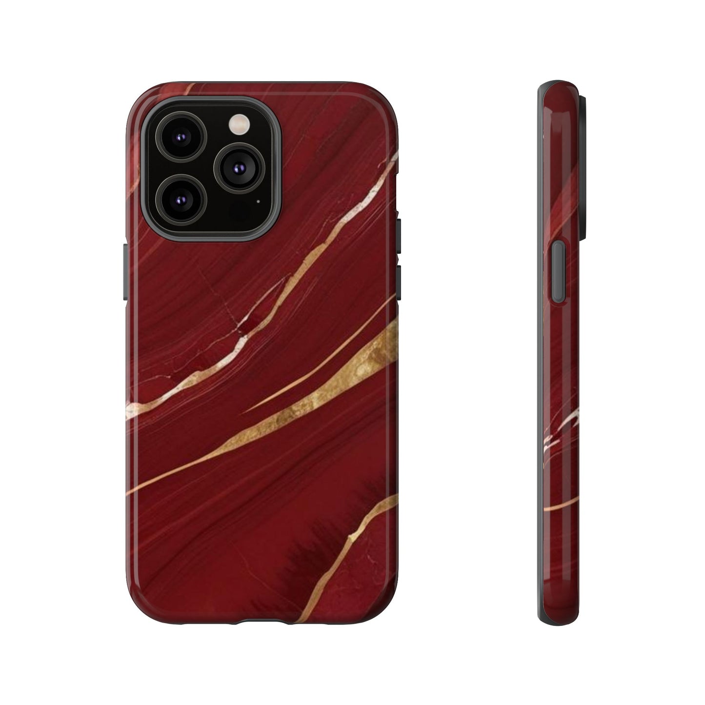 Elegant Red Marble Phone Case - Tough Cases, Stylish Phone Cover, Gift for Her, Luxe Cellphone Protection, Modern Accessories