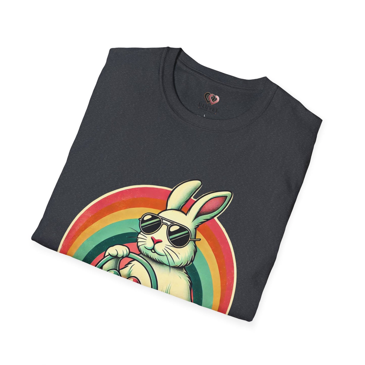 Retro Bunny Easter T-Shirt, Cute Rabbit Graphic Tee for Spring Celebrations, Unisex Softstyle Shirt, Perfect for Easter and Brunch, Fun Gift