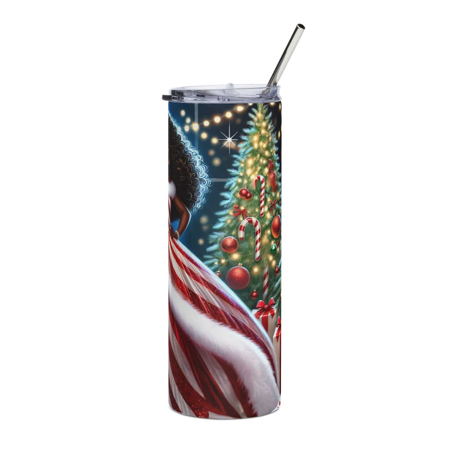Festive Stainless Steel Tumbler with Holiday Design