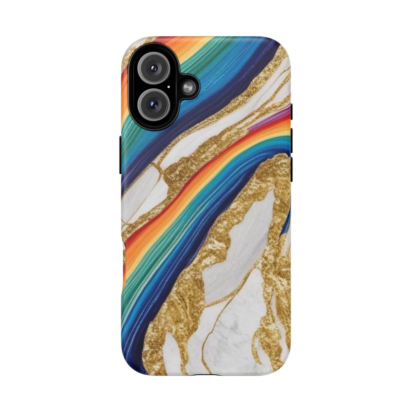 Colorful Marble Phone Case with Rainbow Design, Tough Phone Cover, Customizable Gift, Trendy Cell Accessories, Unique Style