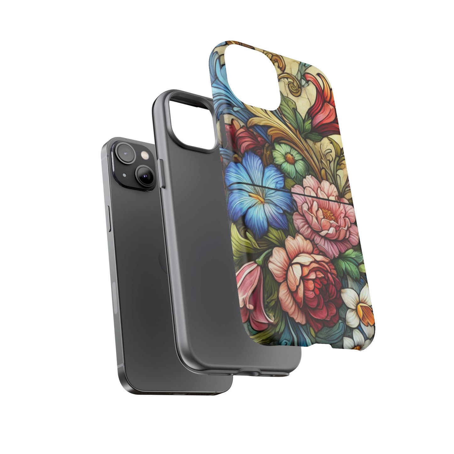 Floral Phone Case, Tough Cases with Colorful Floral Design, Gift for Her, Elegant Phone Cover, Spring Vibes, Unique Design