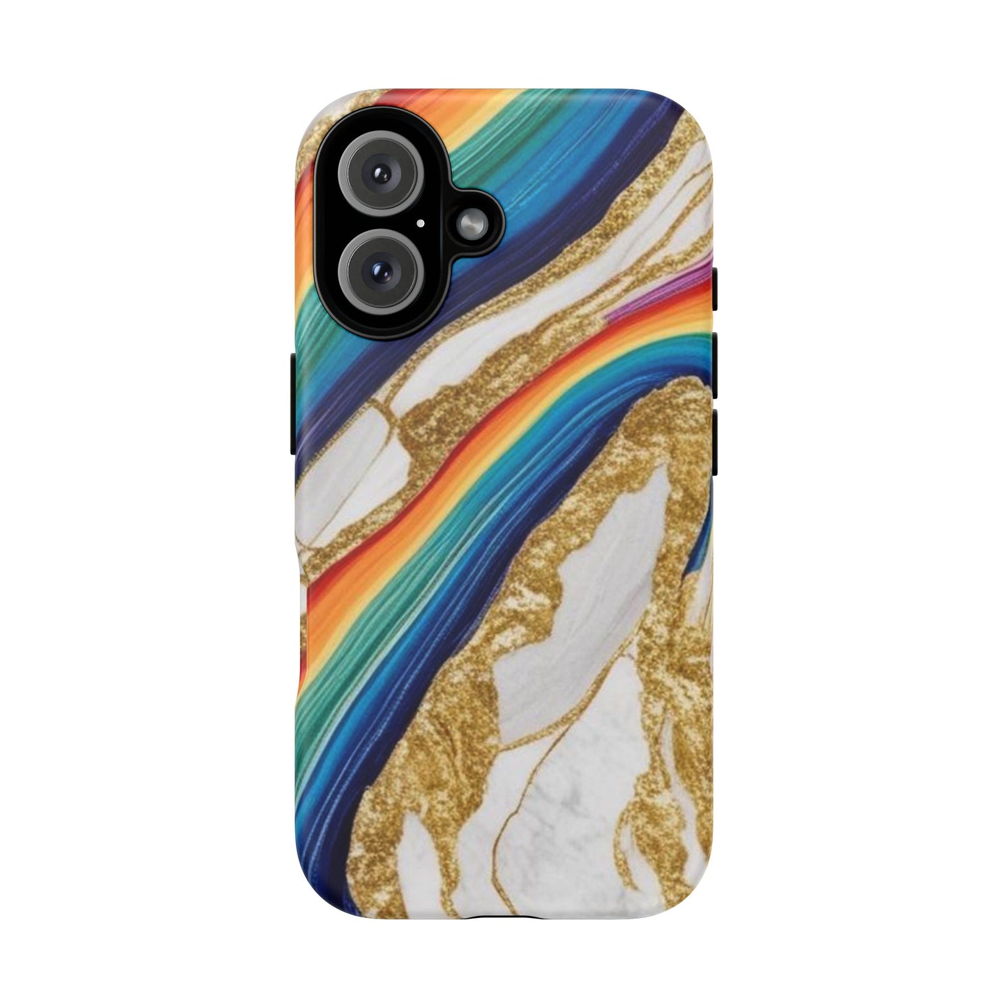 Colorful Marble Phone Case with Rainbow Design, Tough Phone Cover, Customizable Gift, Trendy Cell Accessories, Unique Style