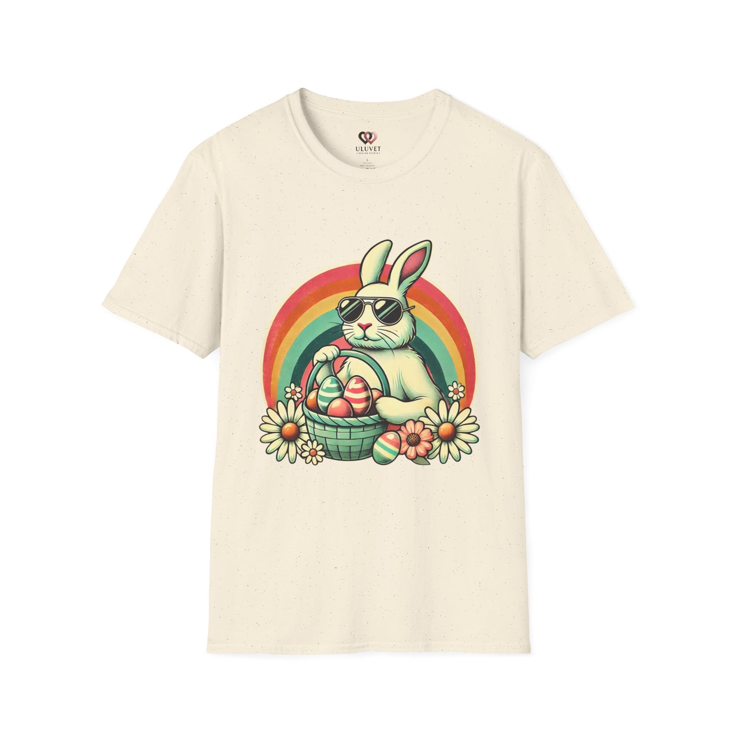 Retro Bunny Easter T-Shirt, Cute Rabbit Graphic Tee for Spring Celebrations, Unisex Softstyle Shirt, Perfect for Easter and Brunch, Fun Gift