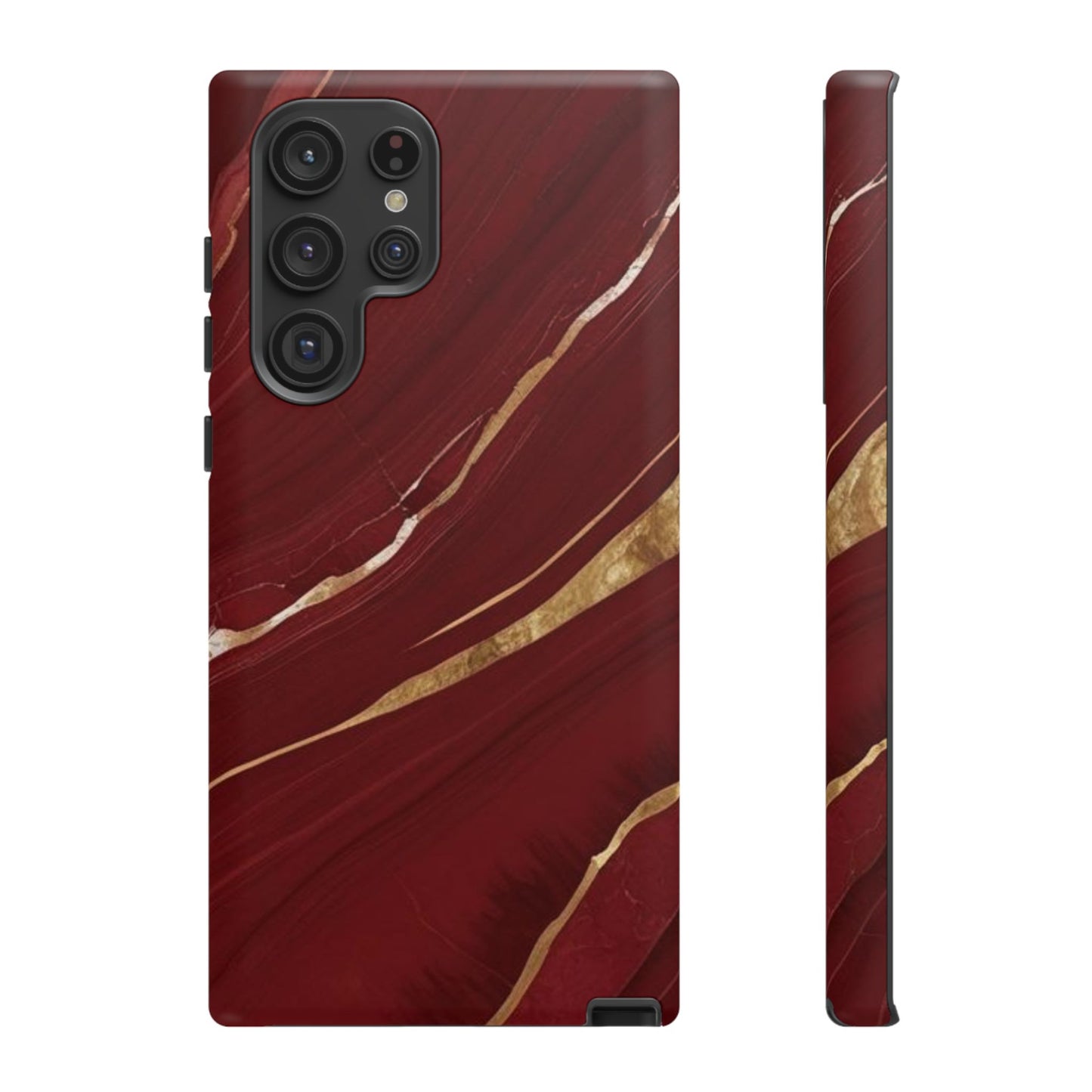 Elegant Red Marble Phone Case - Tough Cases, Stylish Phone Cover, Gift for Her, Luxe Cellphone Protection, Modern Accessories