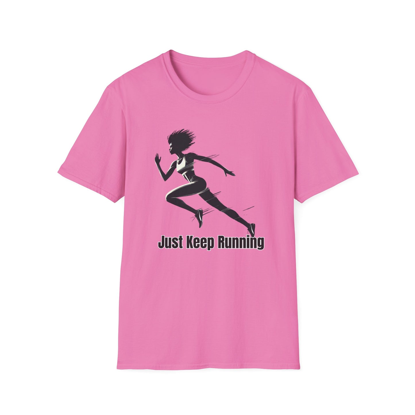 Motivational Running Tee, Unisex Softstyle T-Shirt for Athletes, Gift for Runners, Fitness Apparel, Just Keep Running Shirt