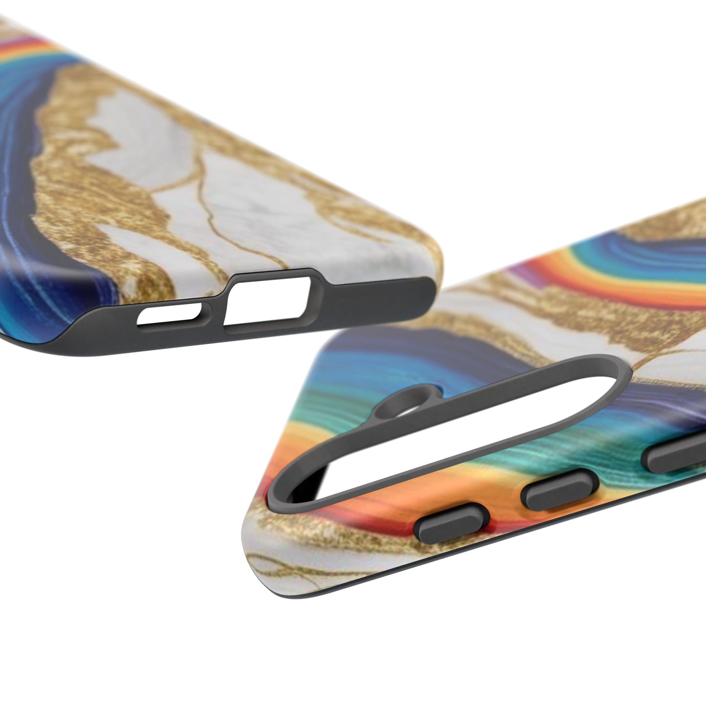 Colorful Marble Phone Case with Rainbow Design, Tough Phone Cover, Customizable Gift, Trendy Cell Accessories, Unique Style