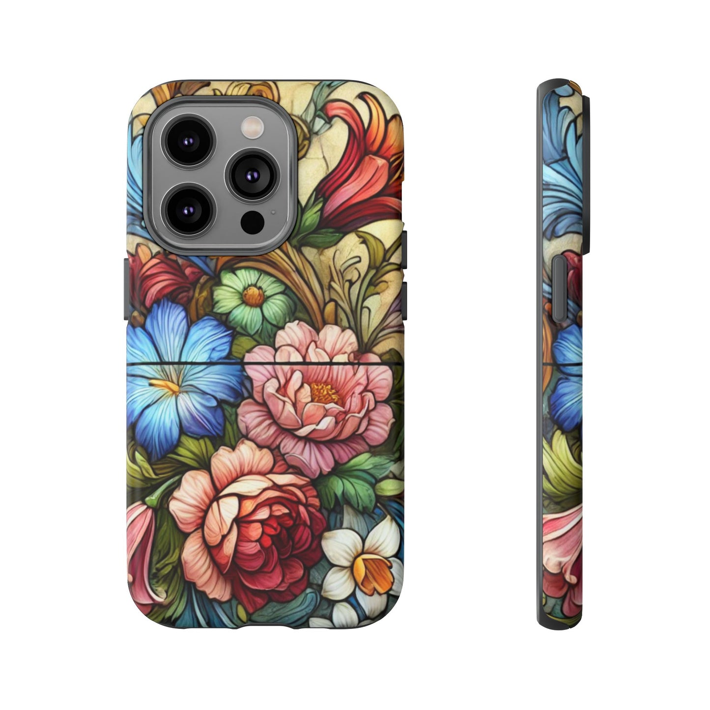 Floral Phone Case, Tough Cases with Colorful Floral Design, Gift for Her, Elegant Phone Cover, Spring Vibes, Unique Design