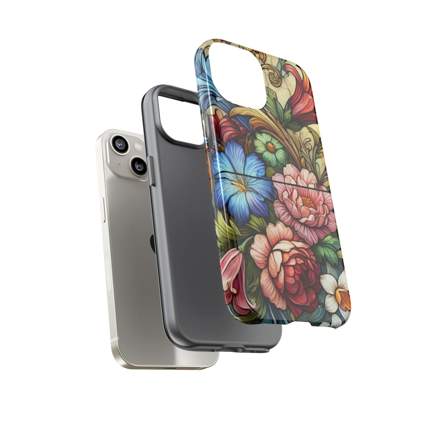Floral Phone Case, Tough Cases with Colorful Floral Design, Gift for Her, Elegant Phone Cover, Spring Vibes, Unique Design