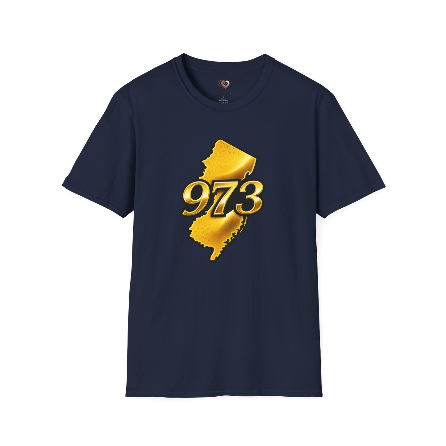 973 New Jersey State T-Shirt — Gold Jersey Area Code Tee