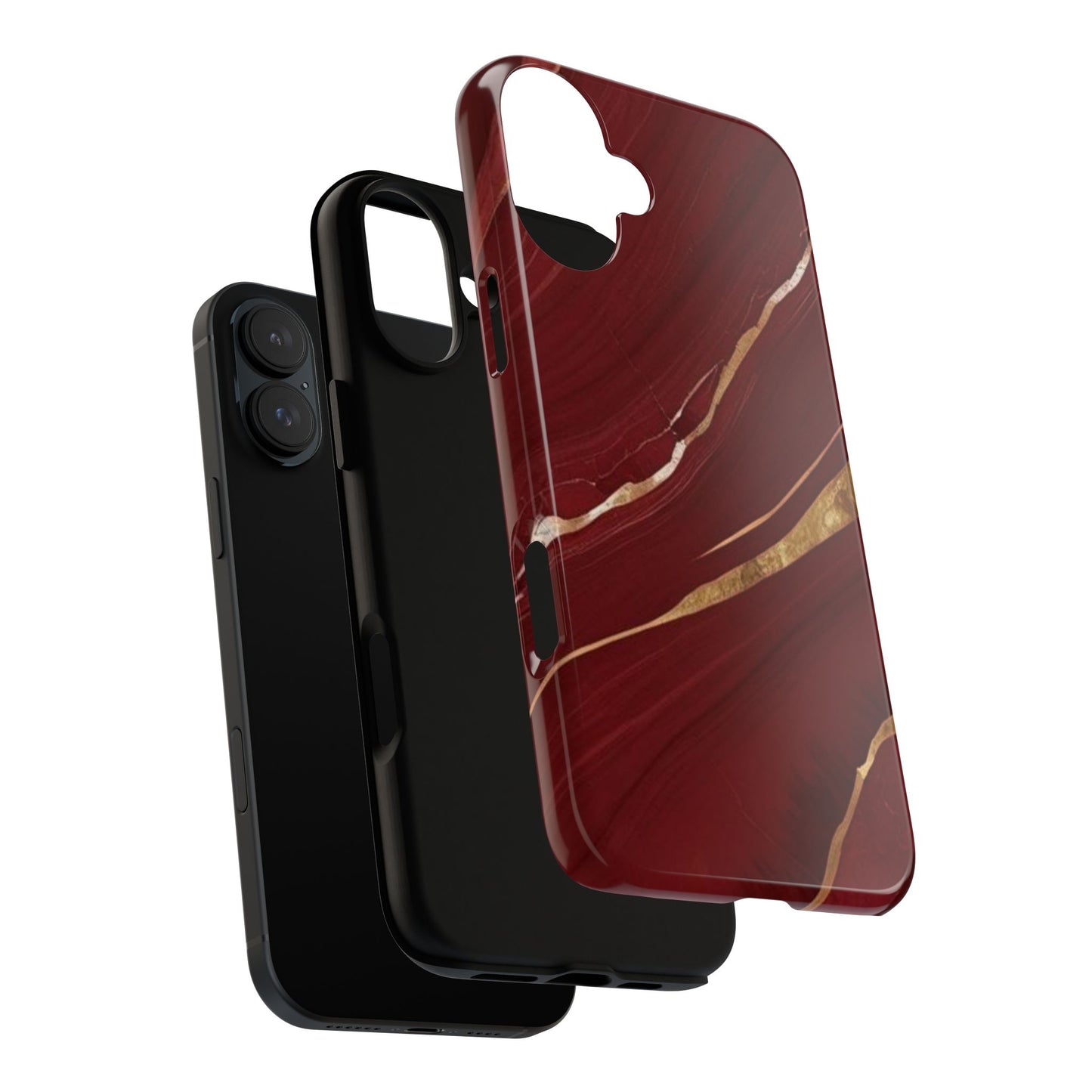 Elegant Red Marble Phone Case - Tough Cases, Stylish Phone Cover, Gift for Her, Luxe Cellphone Protection, Modern Accessories