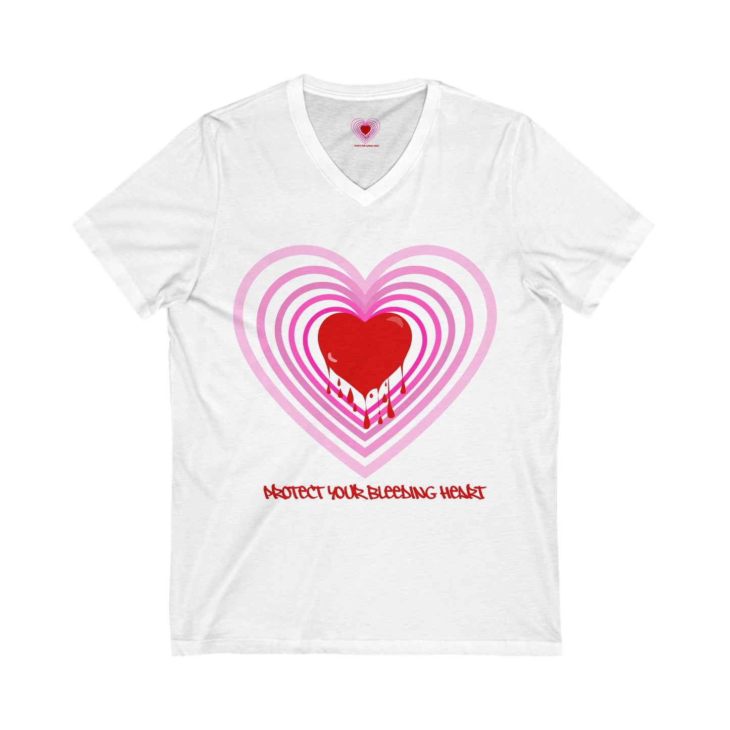 Heart Protection V-Neck Tee, Cute Love Shirt, Valentine's Day Gift, Unisex Graphic Tee, Romantic Wear, Heartfelt Apparel