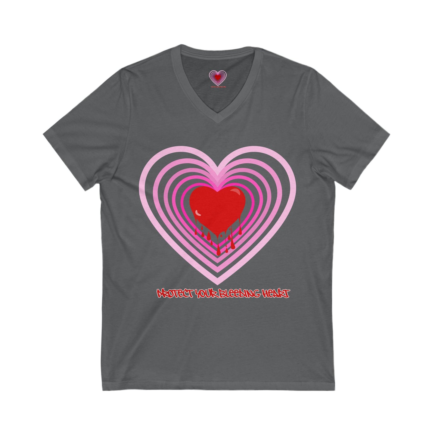 Heart Protection V-Neck Tee, Cute Love Shirt, Valentine's Day Gift, Unisex Graphic Tee, Romantic Wear, Heartfelt Apparel