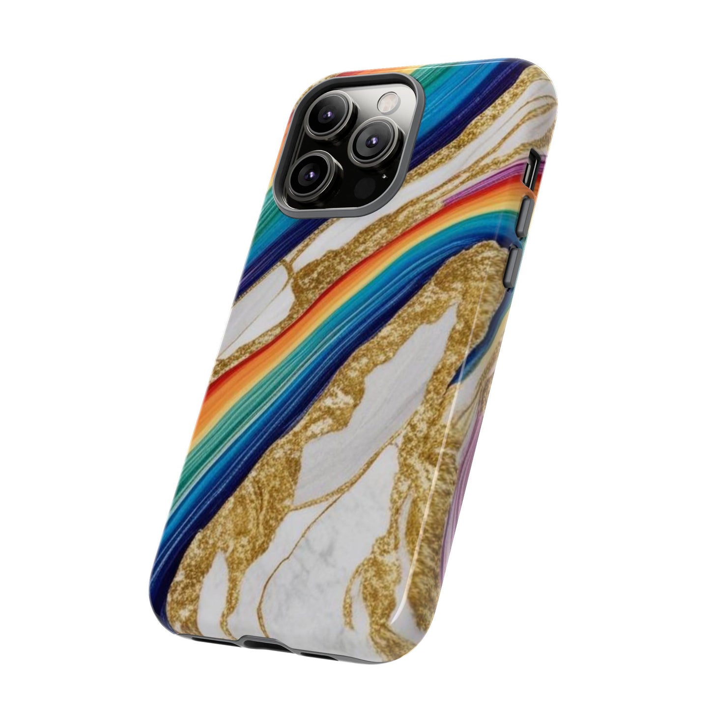 Colorful Marble Phone Case with Rainbow Design, Tough Phone Cover, Customizable Gift, Trendy Cell Accessories, Unique Style