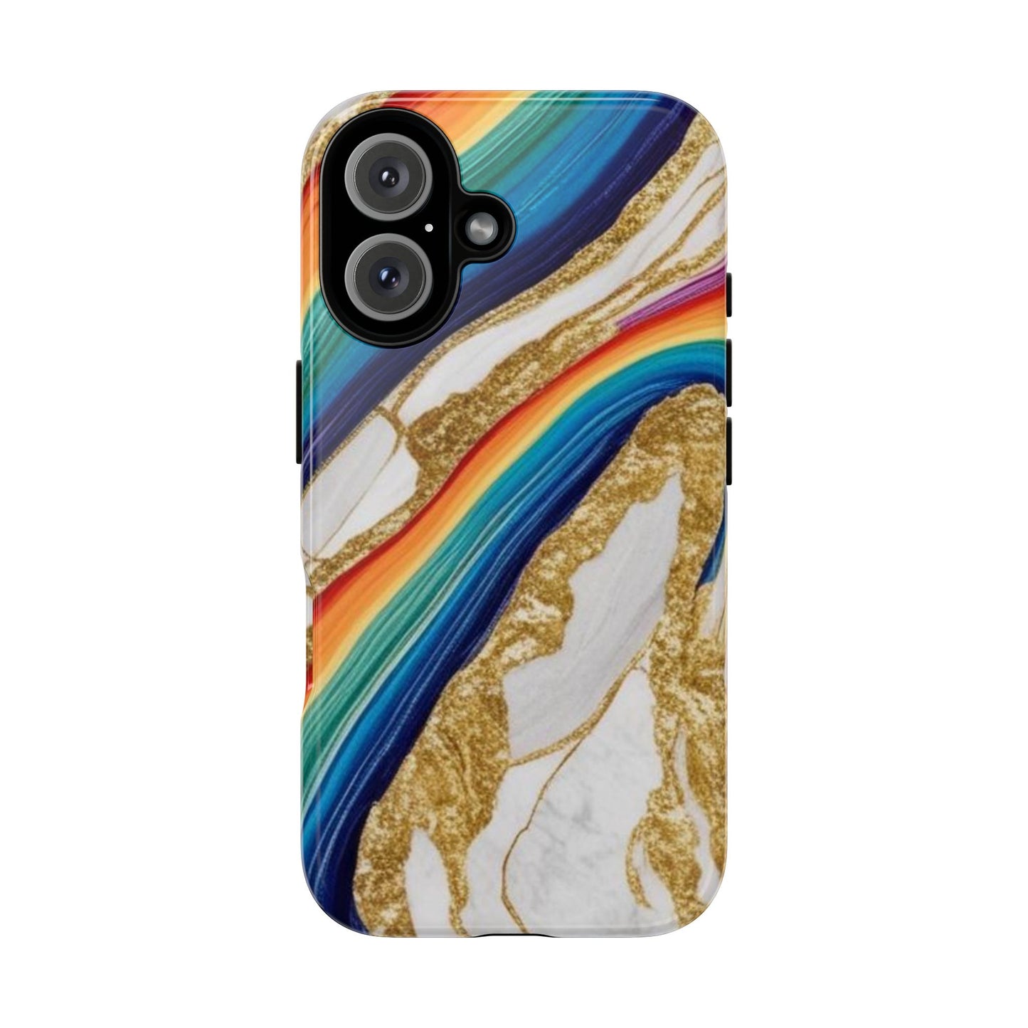 Colorful Marble Phone Case with Rainbow Design, Tough Phone Cover, Customizable Gift, Trendy Cell Accessories, Unique Style