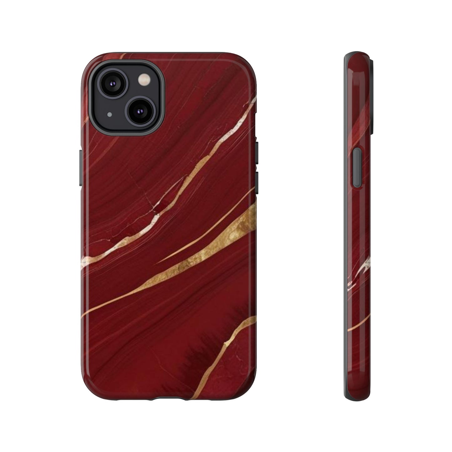Elegant Red Marble Phone Case - Tough Cases, Stylish Phone Cover, Gift for Her, Luxe Cellphone Protection, Modern Accessories