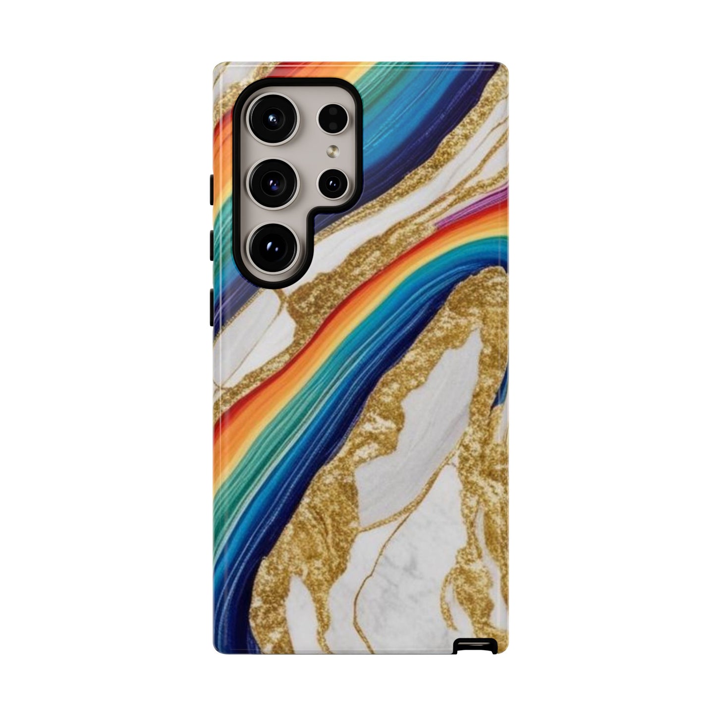 Colorful Marble Phone Case with Rainbow Design, Tough Phone Cover, Customizable Gift, Trendy Cell Accessories, Unique Style