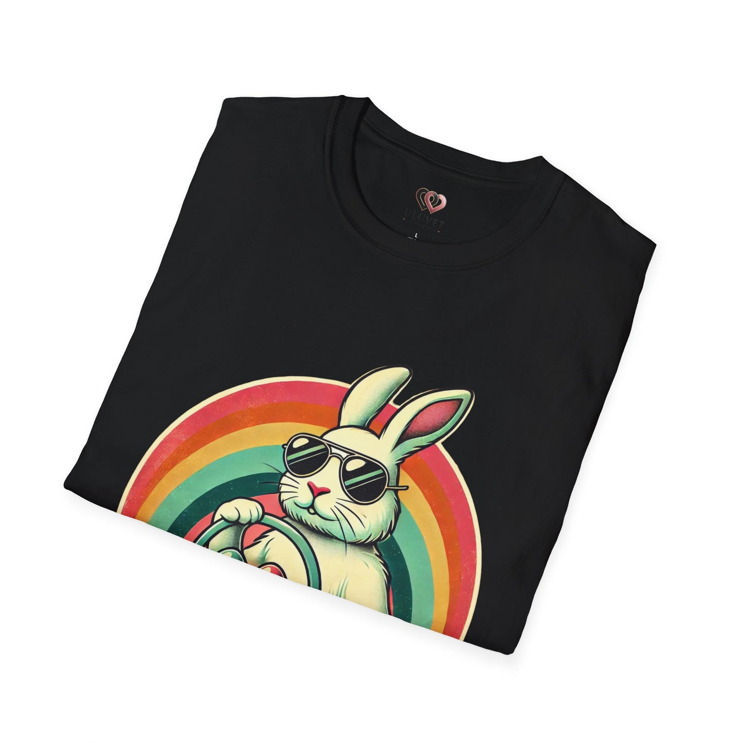 Retro Bunny Easter T-Shirt, Cute Rabbit Graphic Tee for Spring Celebrations, Unisex Softstyle Shirt, Perfect for Easter and Brunch, Fun Gift