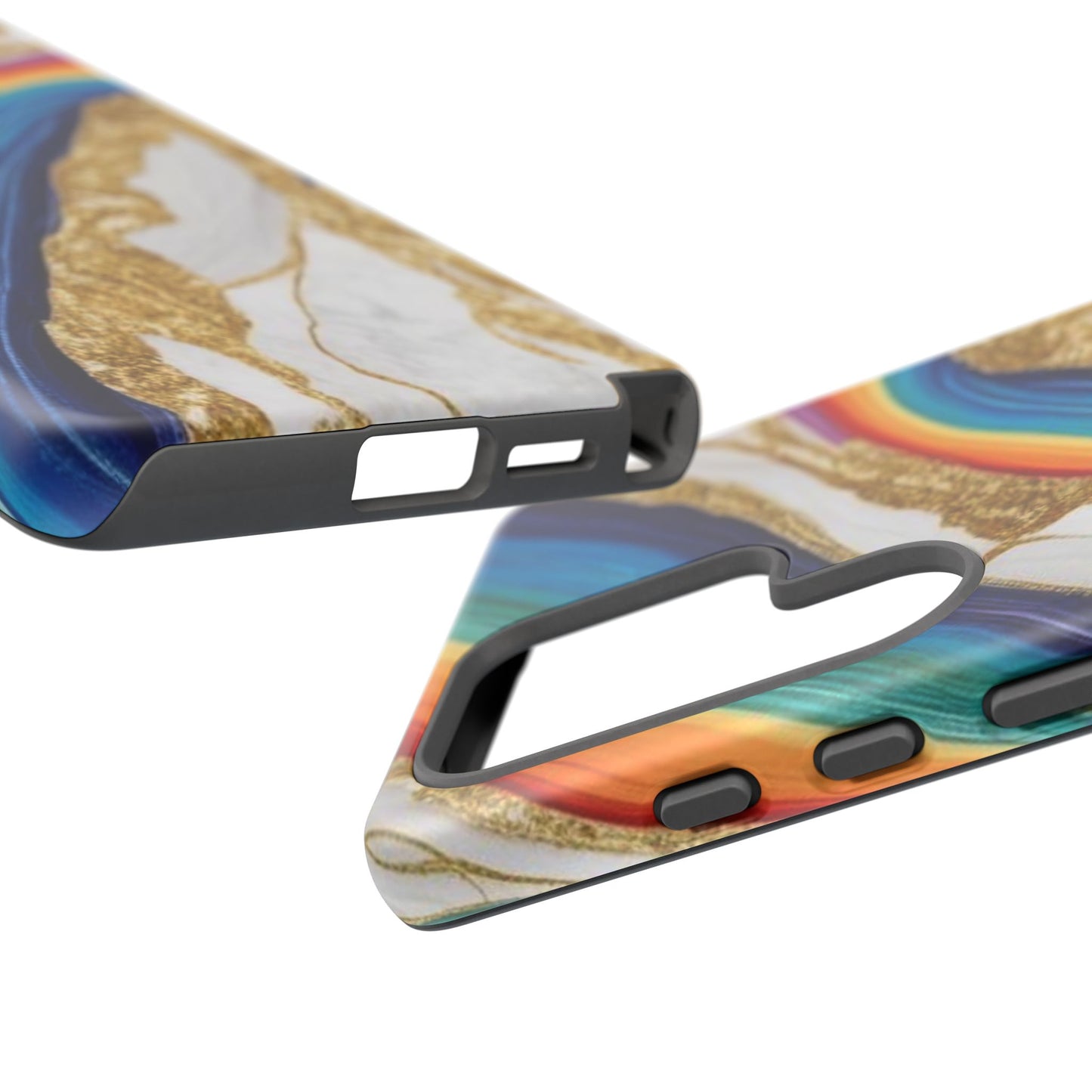 Colorful Marble Phone Case with Rainbow Design, Tough Phone Cover, Customizable Gift, Trendy Cell Accessories, Unique Style