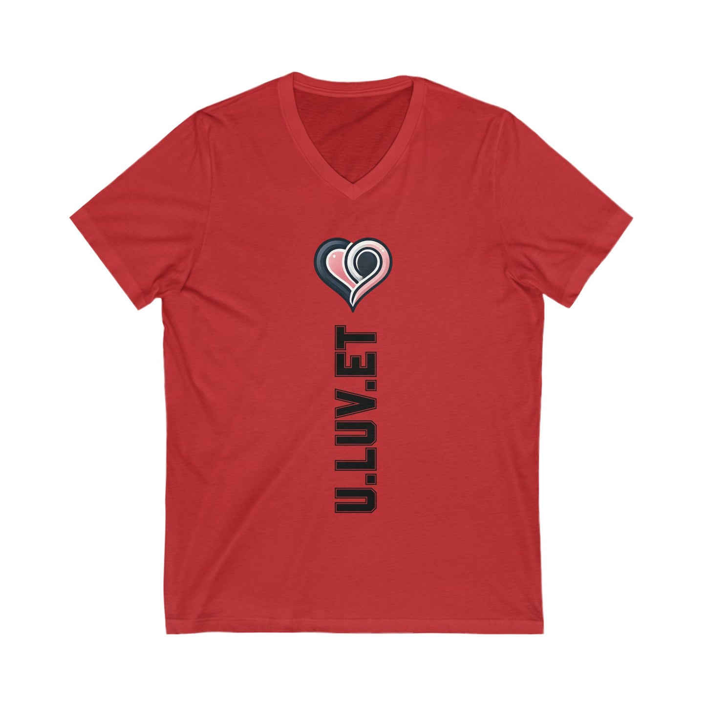 Heartfelt Love V-Neck Tee | Unisex Jersey Short Sleeve Shirt | Perfect for Valentine's, Anniversaries, Casual Wear, Gifts