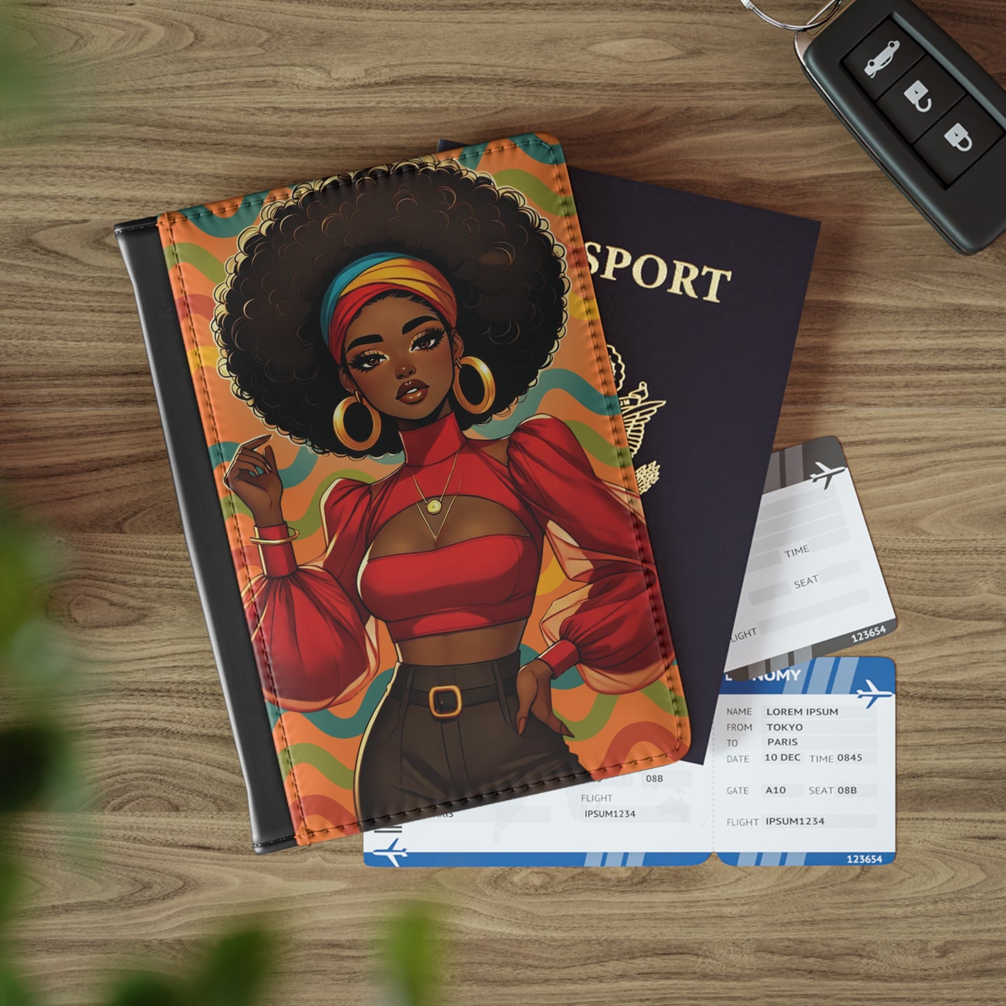 Afro Fashion Girl Passport Cover | Retro Vibes, Bold Colors