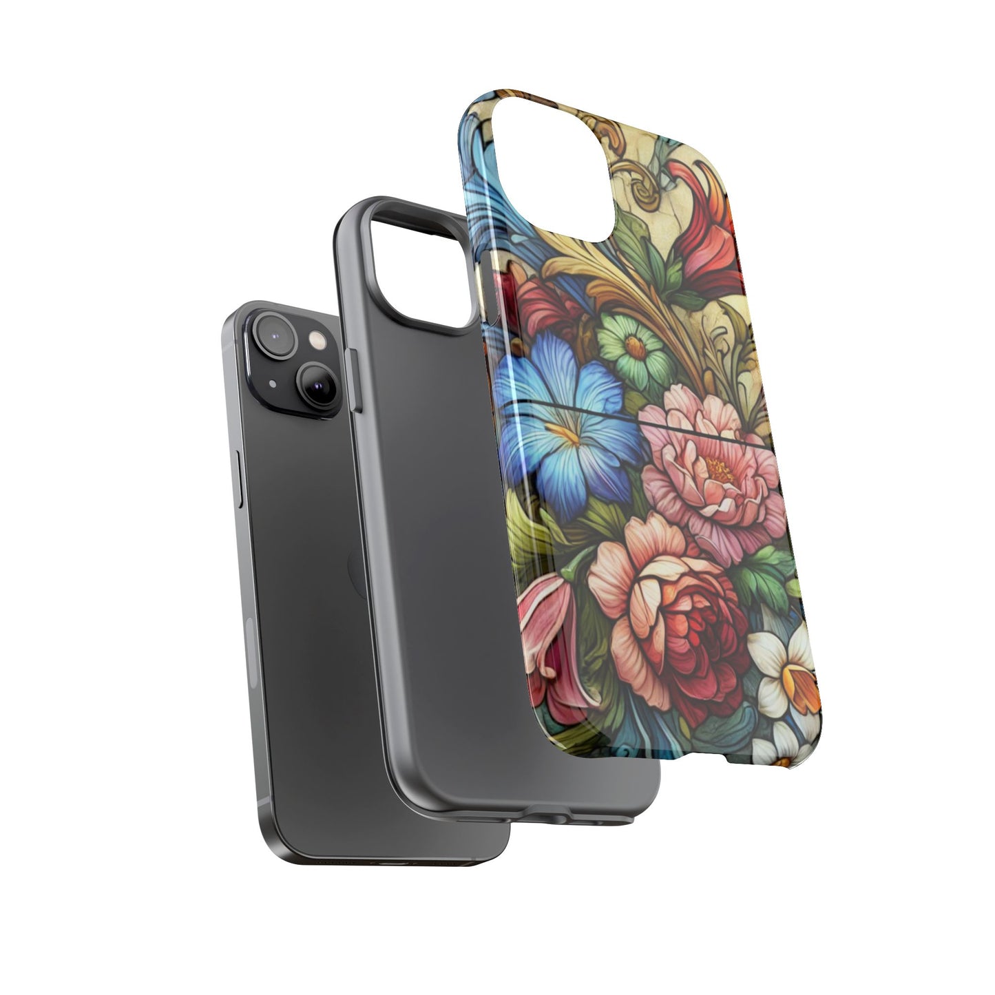 Floral Phone Case, Tough Cases with Colorful Floral Design, Gift for Her, Elegant Phone Cover, Spring Vibes, Unique Design