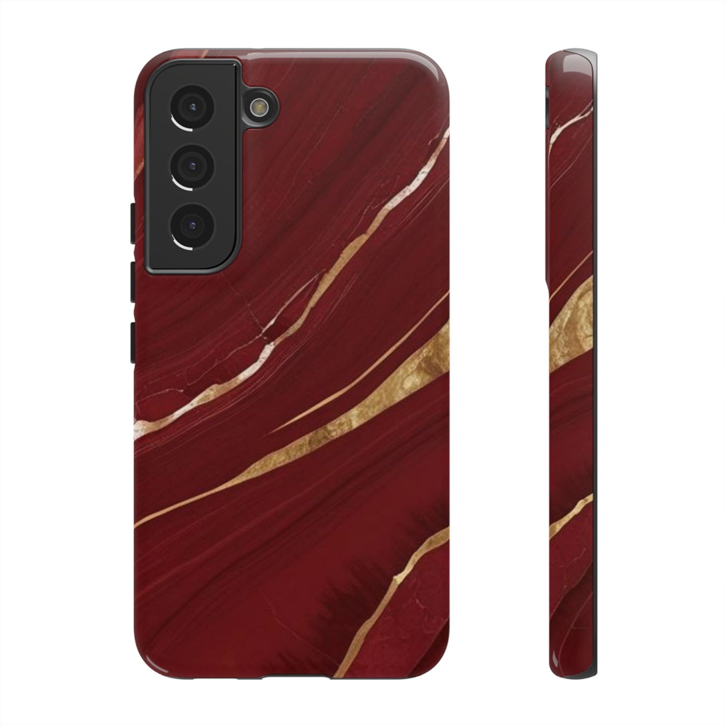 Elegant Red Marble Phone Case - Tough Cases, Stylish Phone Cover, Gift for Her, Luxe Cellphone Protection, Modern Accessories