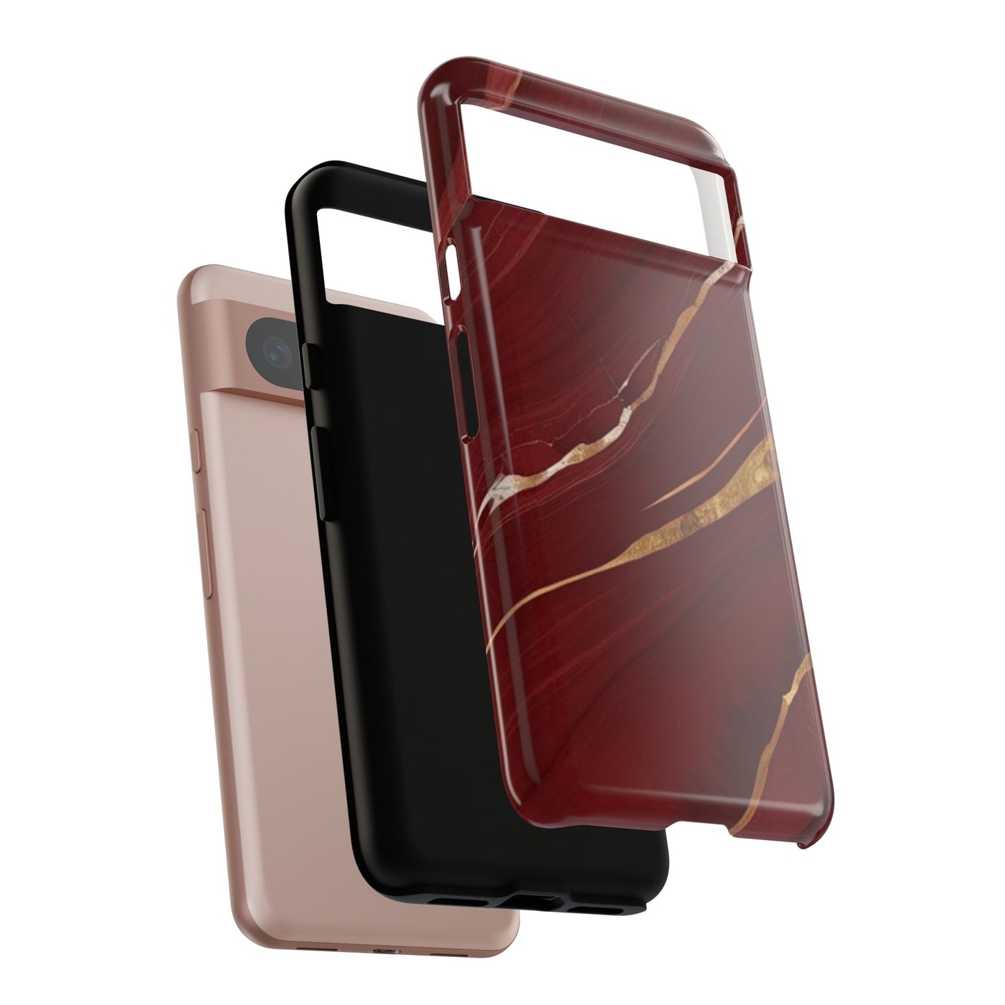 Elegant Red Marble Phone Case - Tough Cases, Stylish Phone Cover, Gift for Her, Luxe Cellphone Protection, Modern Accessories