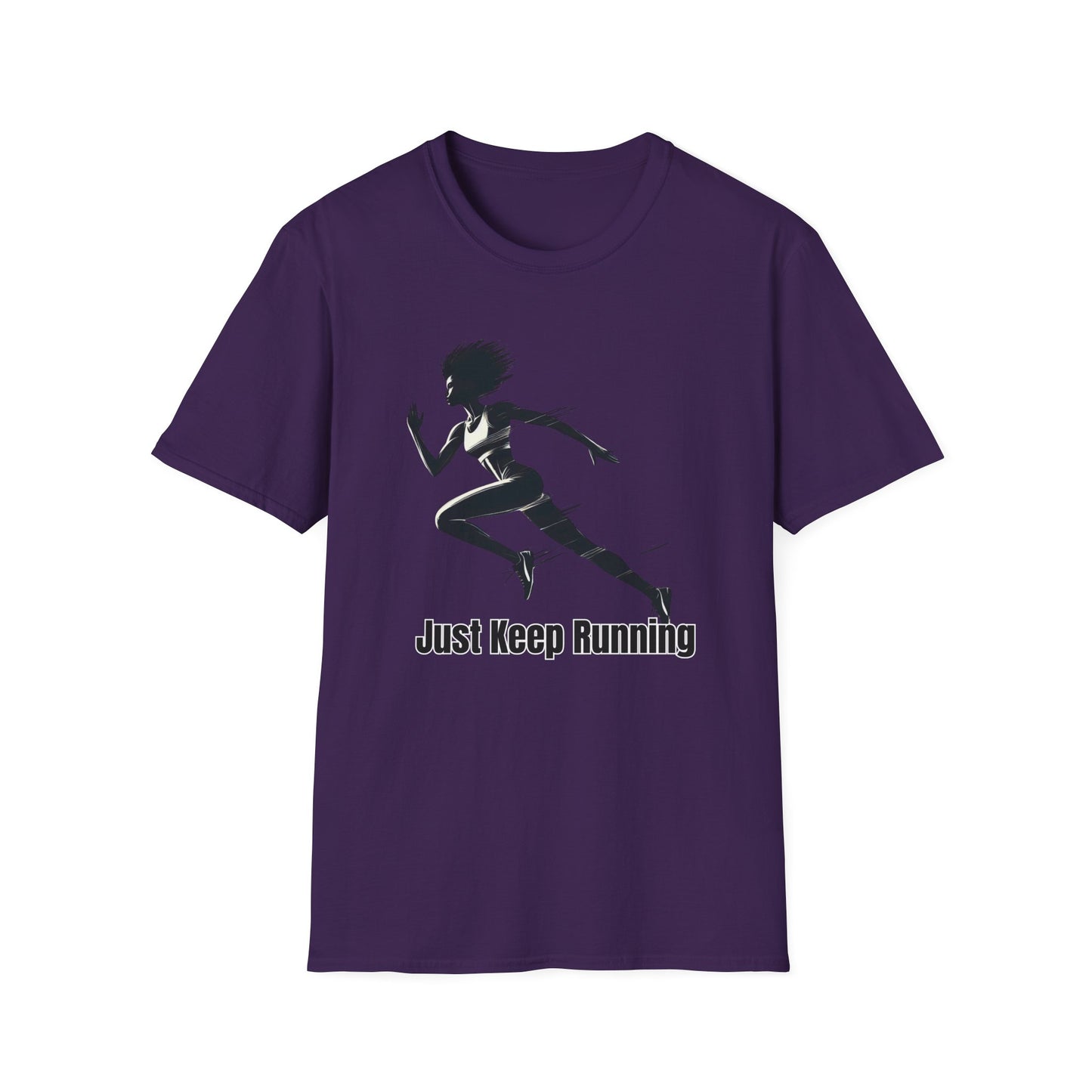 Motivational Running Tee, Unisex Softstyle T-Shirt for Athletes, Gift for Runners, Fitness Apparel, Just Keep Running Shirt