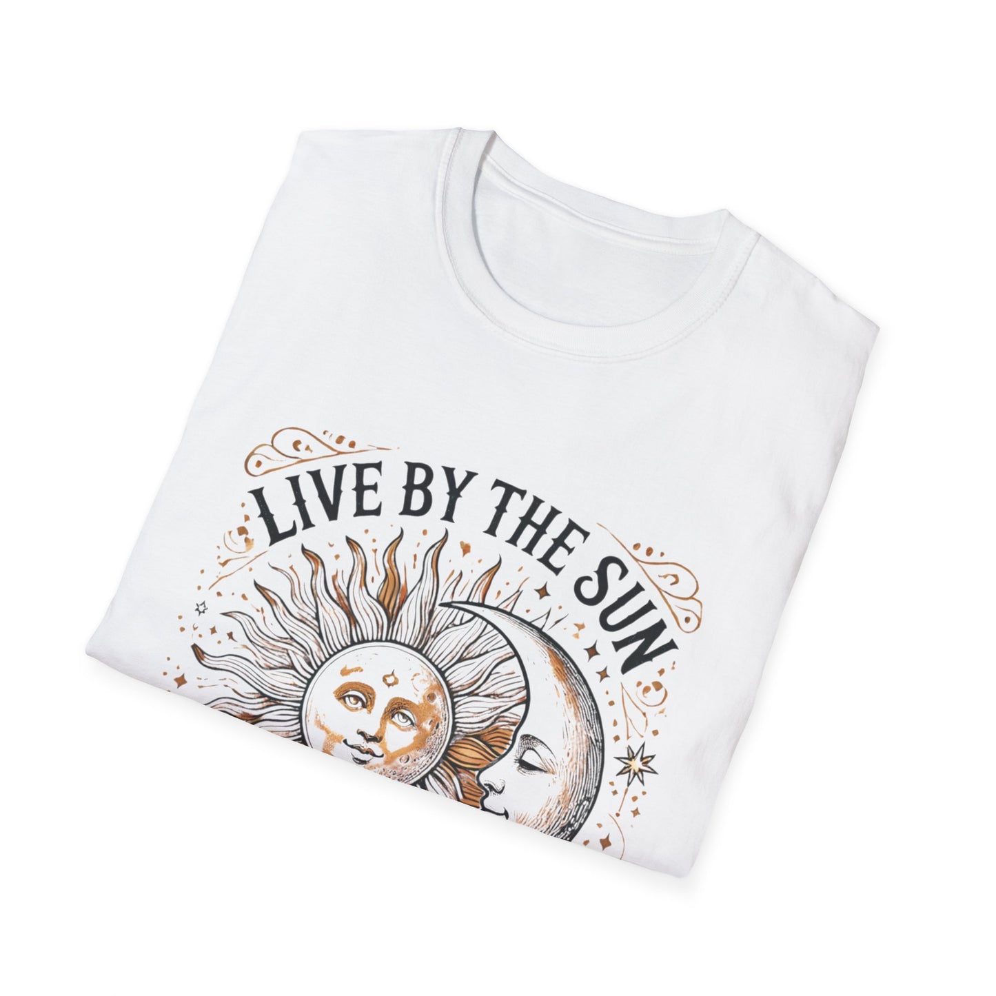Celestial Quote T-Shirt, Unisex Softstyle T-Shirt, Sun and Moon Graphic Tee, Boho Style T-Shirt, Astrology Lovers Gift, Nature Lover Apparel