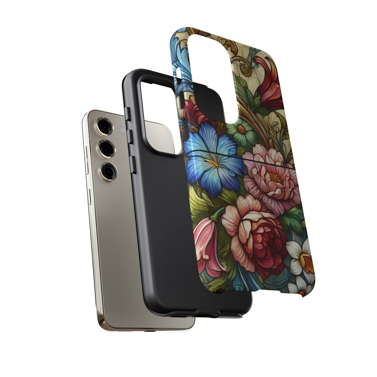 Floral Phone Case, Tough Cases with Colorful Floral Design, Gift for Her, Elegant Phone Cover, Spring Vibes, Unique Design