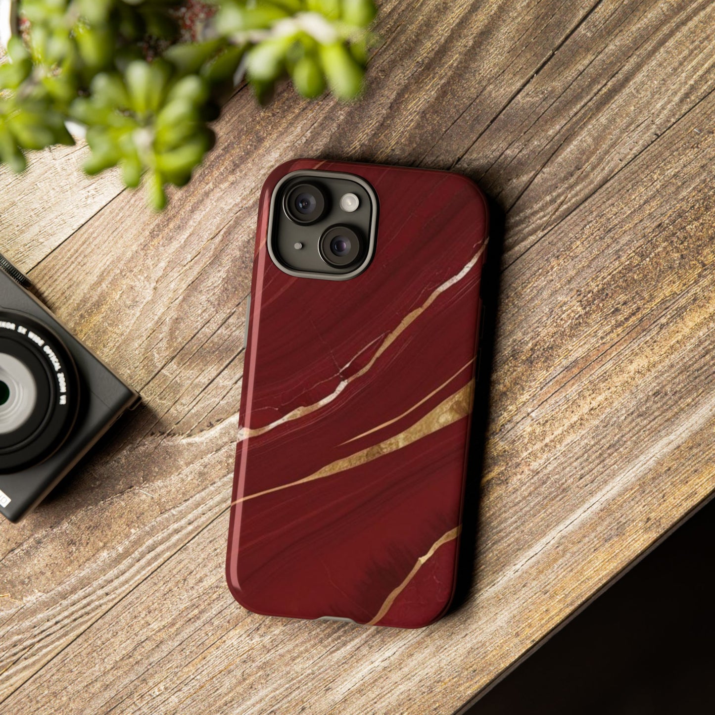 Elegant Red Marble Phone Case - Tough Cases, Stylish Phone Cover, Gift for Her, Luxe Cellphone Protection, Modern Accessories