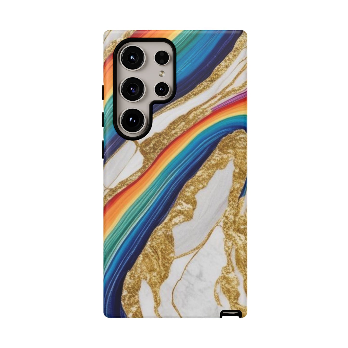 Colorful Marble Phone Case with Rainbow Design, Tough Phone Cover, Customizable Gift, Trendy Cell Accessories, Unique Style