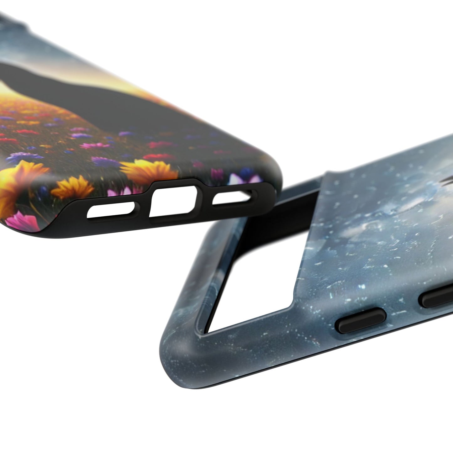 Cat Silhouette Phone Case | Floral Night Sky Design | Unique Gift, Cat Lover, Nature Lover, Birthday, Handmade