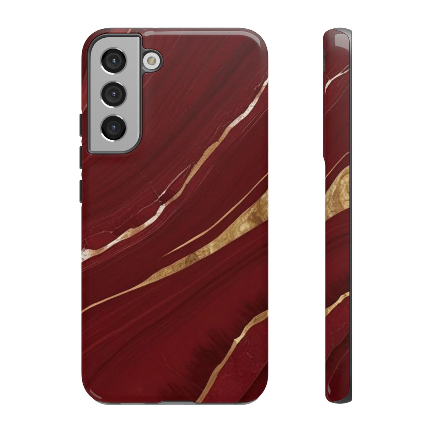 Elegant Red Marble Phone Case - Tough Cases, Stylish Phone Cover, Gift for Her, Luxe Cellphone Protection, Modern Accessories