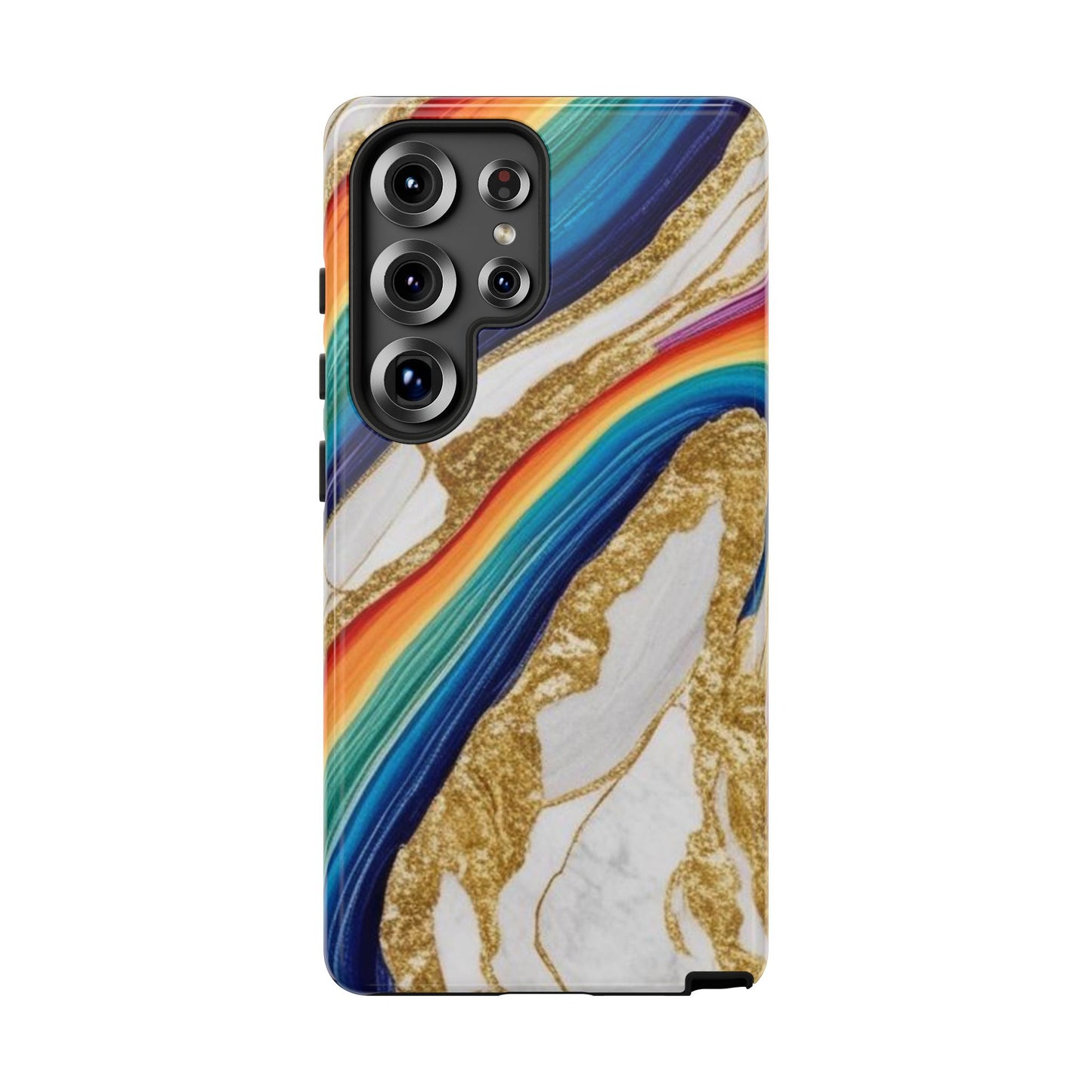 Colorful Marble Phone Case with Rainbow Design, Tough Phone Cover, Customizable Gift, Trendy Cell Accessories, Unique Style