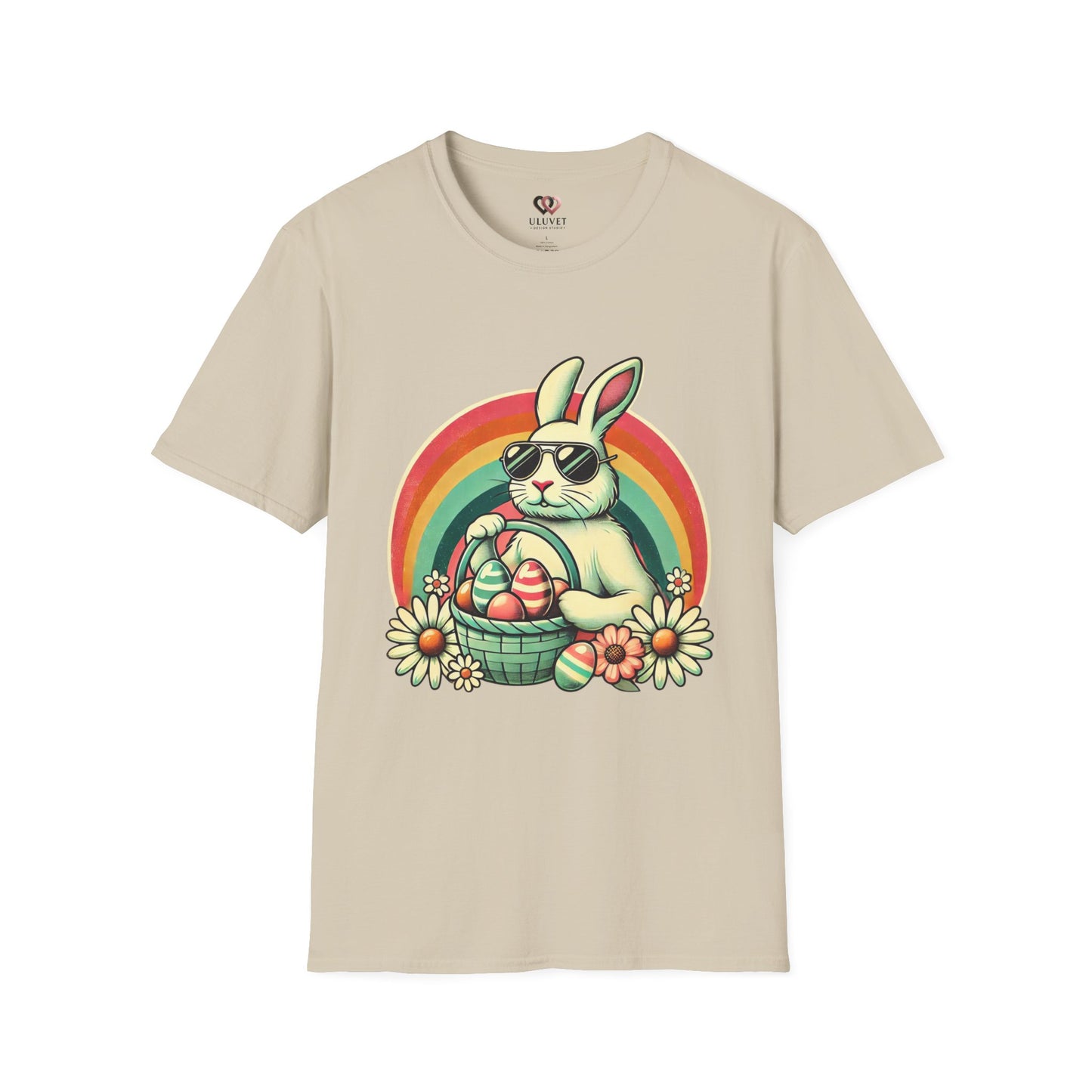 Retro Bunny Easter T-Shirt, Cute Rabbit Graphic Tee for Spring Celebrations, Unisex Softstyle Shirt, Perfect for Easter and Brunch, Fun Gift