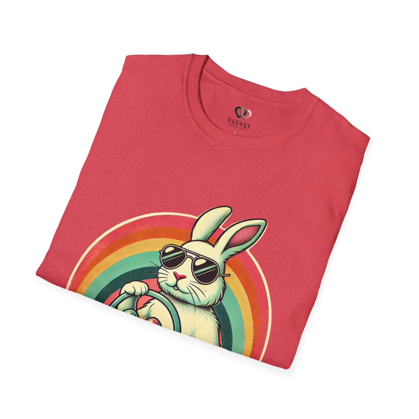 Retro Bunny Easter T-Shirt, Cute Rabbit Graphic Tee for Spring Celebrations, Unisex Softstyle Shirt, Perfect for Easter and Brunch, Fun Gift