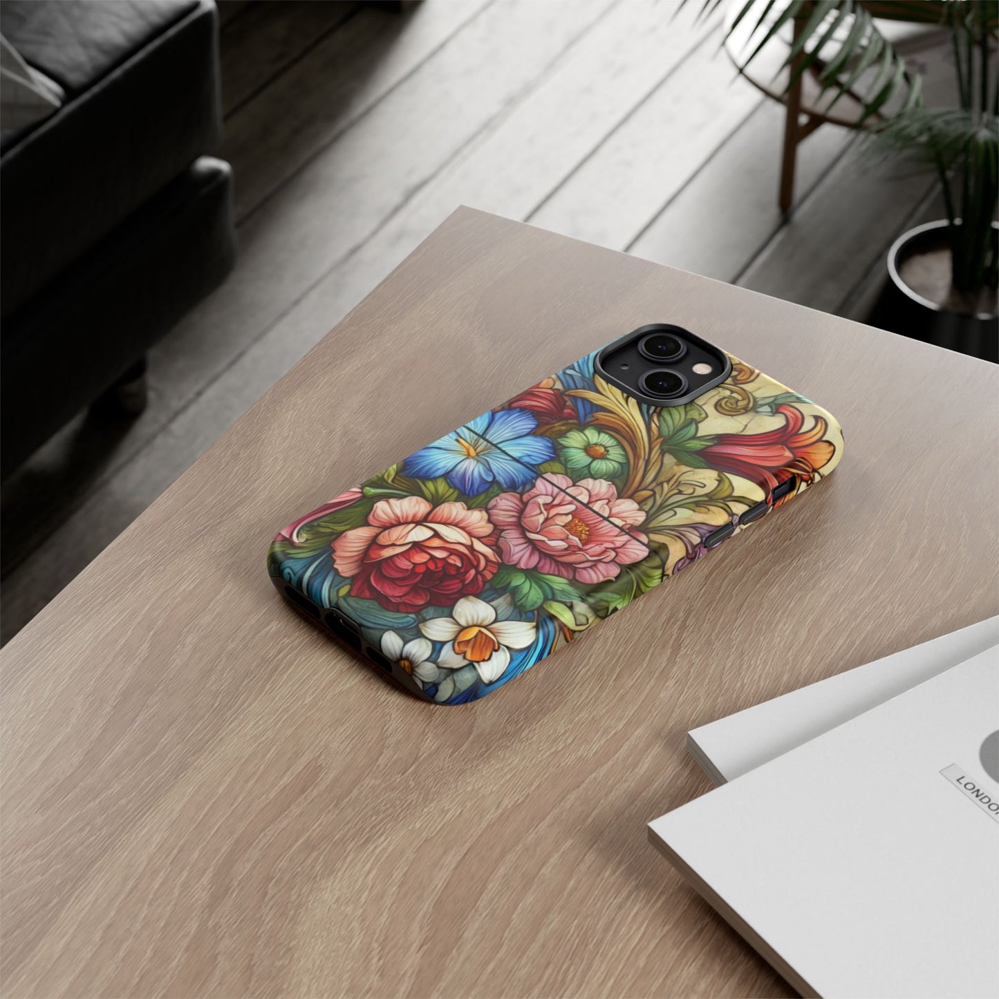 Floral Phone Case, Tough Cases with Colorful Floral Design, Gift for Her, Elegant Phone Cover, Spring Vibes, Unique Design
