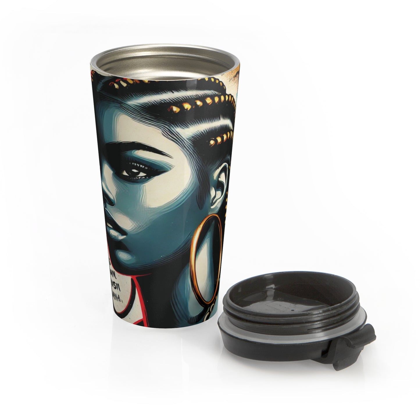 Afro Street Art Portrait Travel Mug | Urban Graffiti Stars Stainless Steel Tumbler