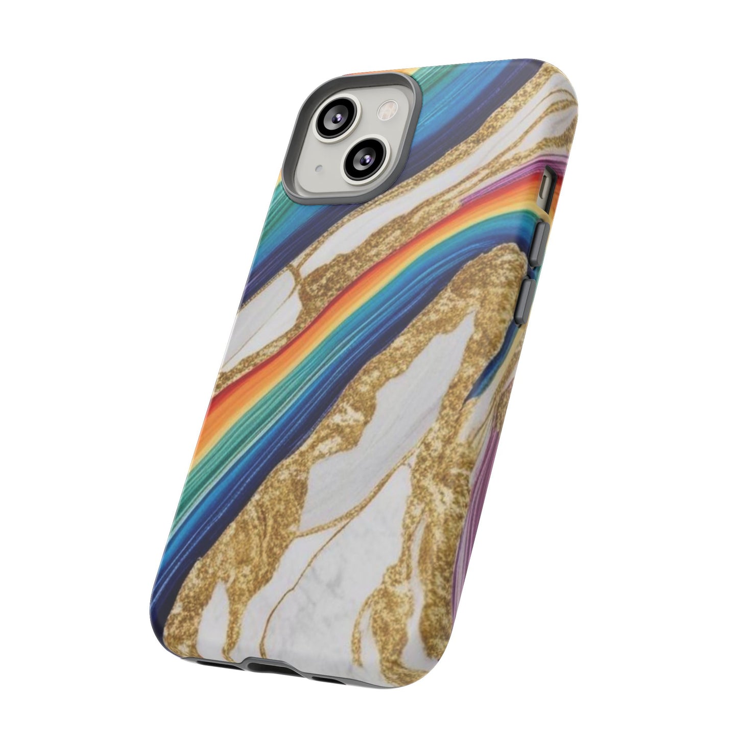 Colorful Marble Phone Case with Rainbow Design, Tough Phone Cover, Customizable Gift, Trendy Cell Accessories, Unique Style