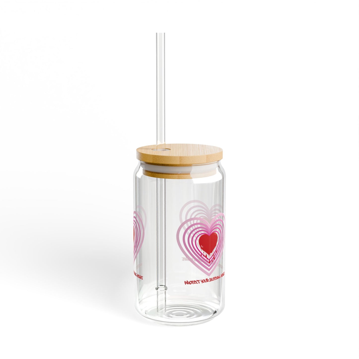 Love Heart Sipper Glass, 16oz | Perfect for Valentine’s Day, Romantic Gifts, Home Decor, Reusable Drinkware, Eco-Friendly