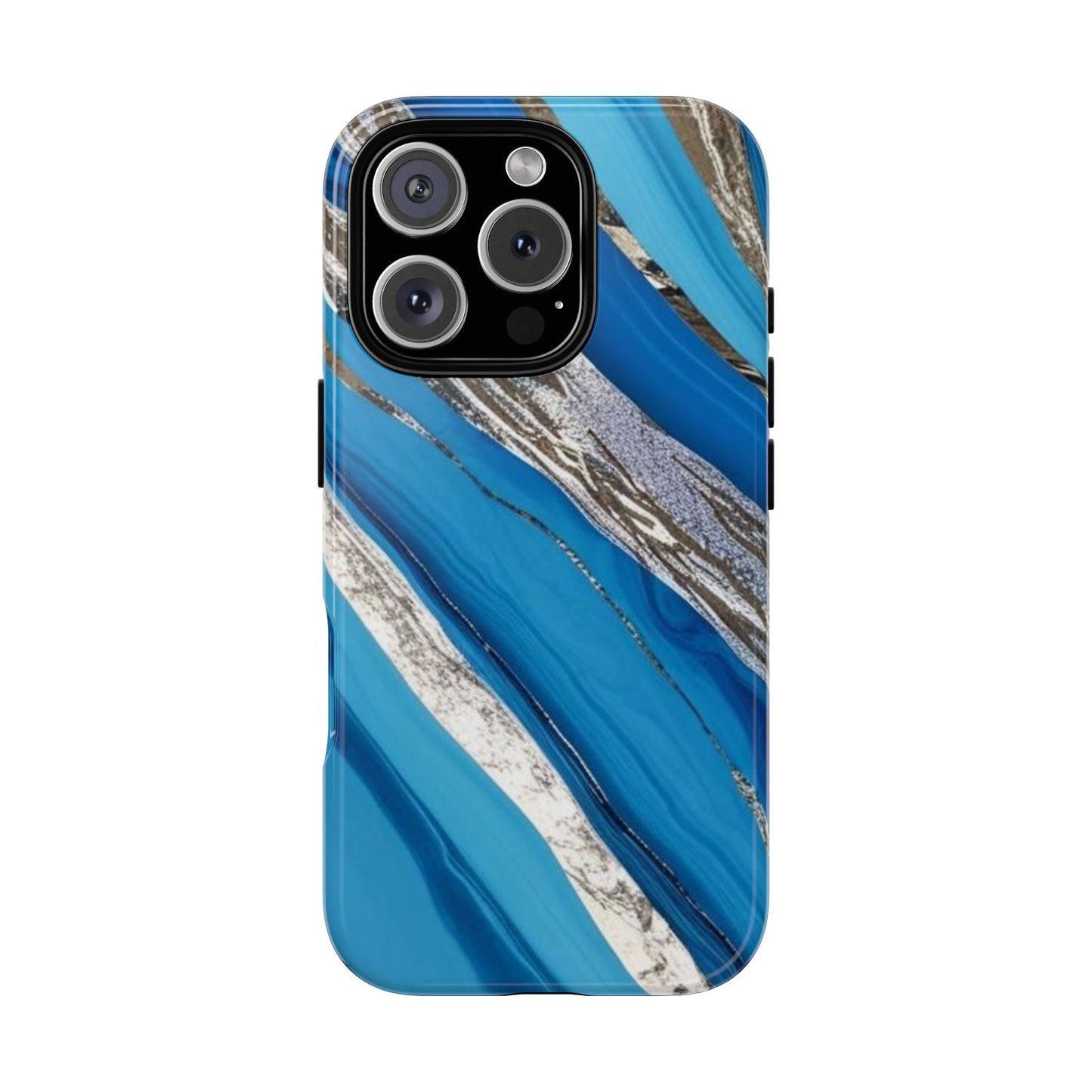 Marbled Phone Case - Tough Cases, Stylish Protection, Blue and Gold, Gift for Tech Lovers, Perfect for Birthdays and Anniversaries
