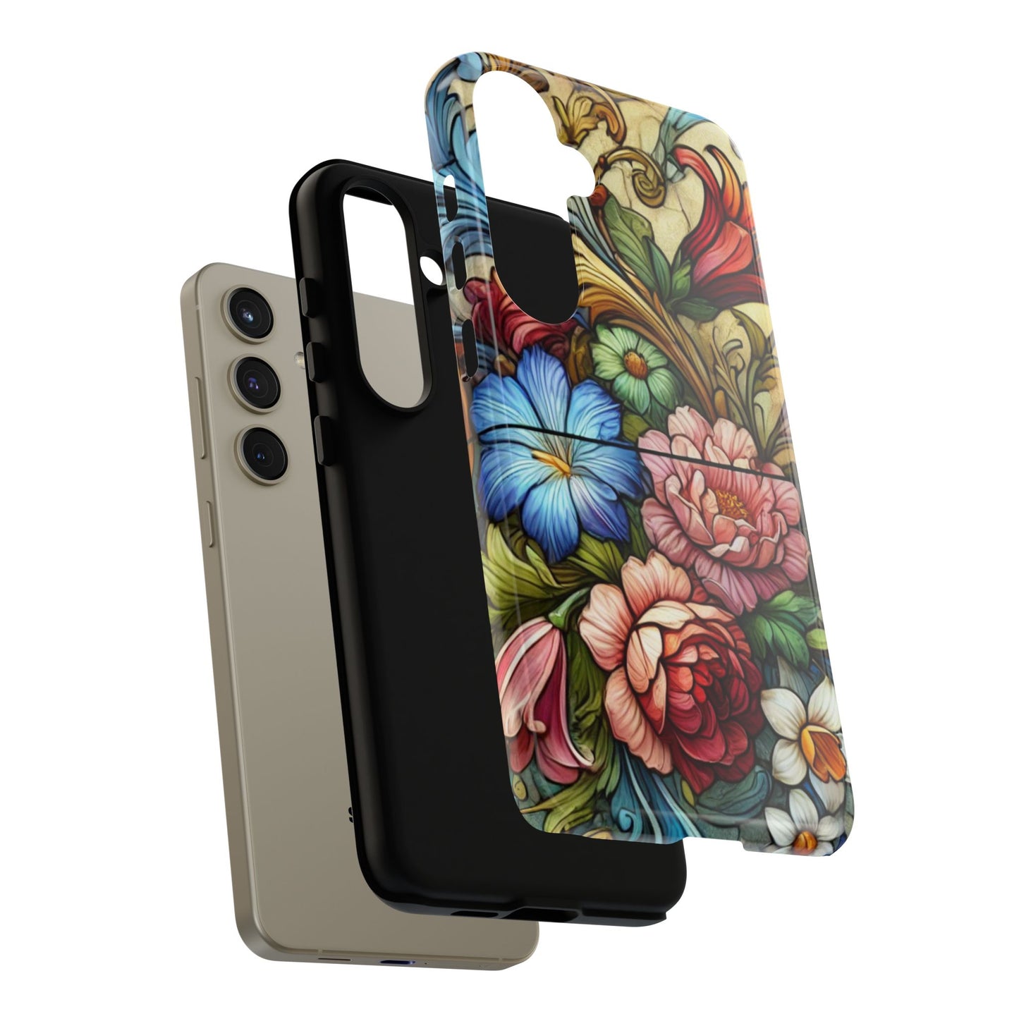 Floral Phone Case, Tough Cases with Colorful Floral Design, Gift for Her, Elegant Phone Cover, Spring Vibes, Unique Design