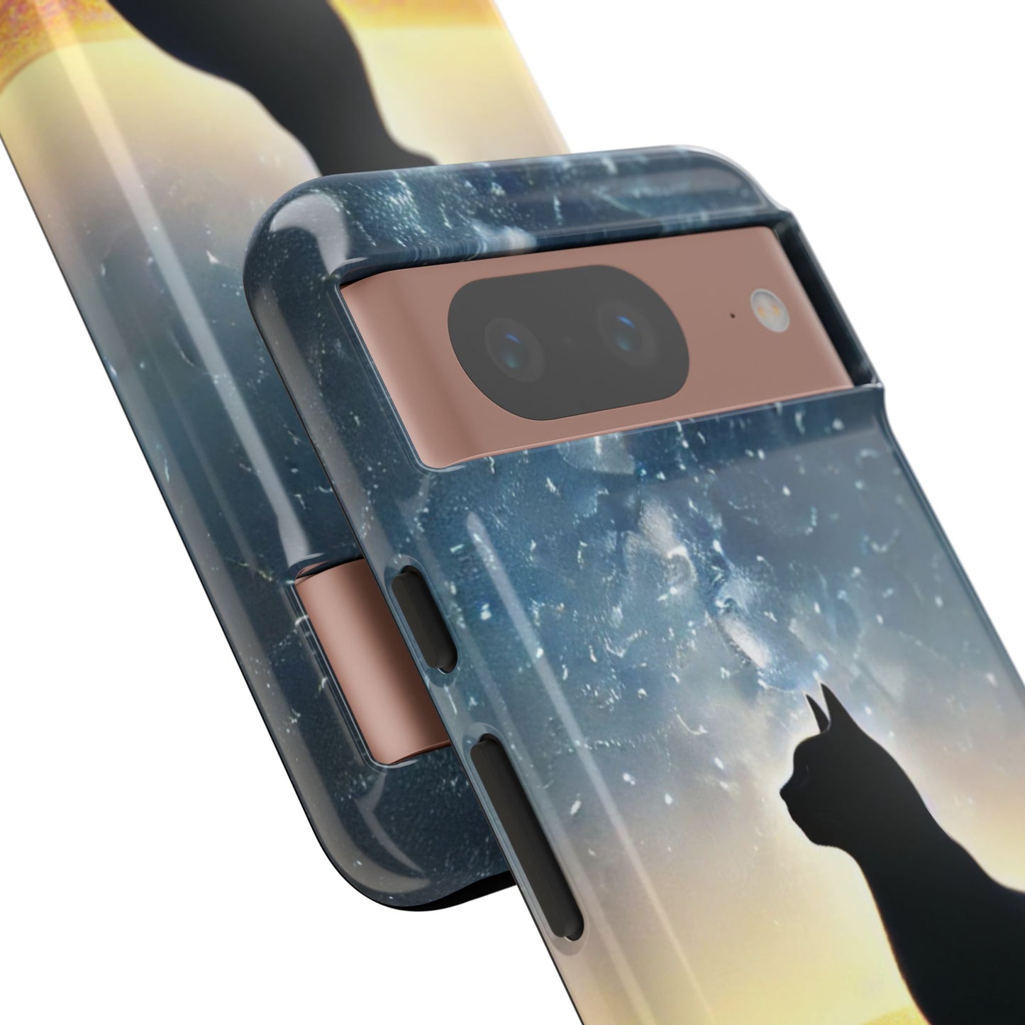 Cat Silhouette Phone Case | Floral Night Sky Design | Unique Gift, Cat Lover, Nature Lover, Birthday, Handmade