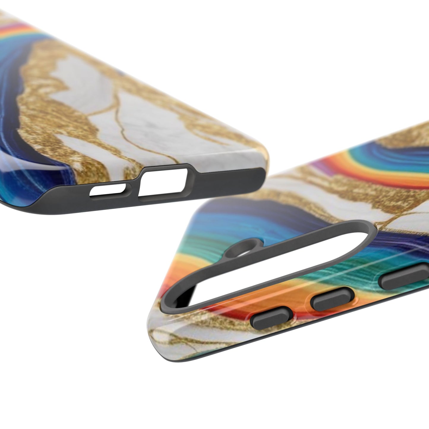 Colorful Marble Phone Case with Rainbow Design, Tough Phone Cover, Customizable Gift, Trendy Cell Accessories, Unique Style