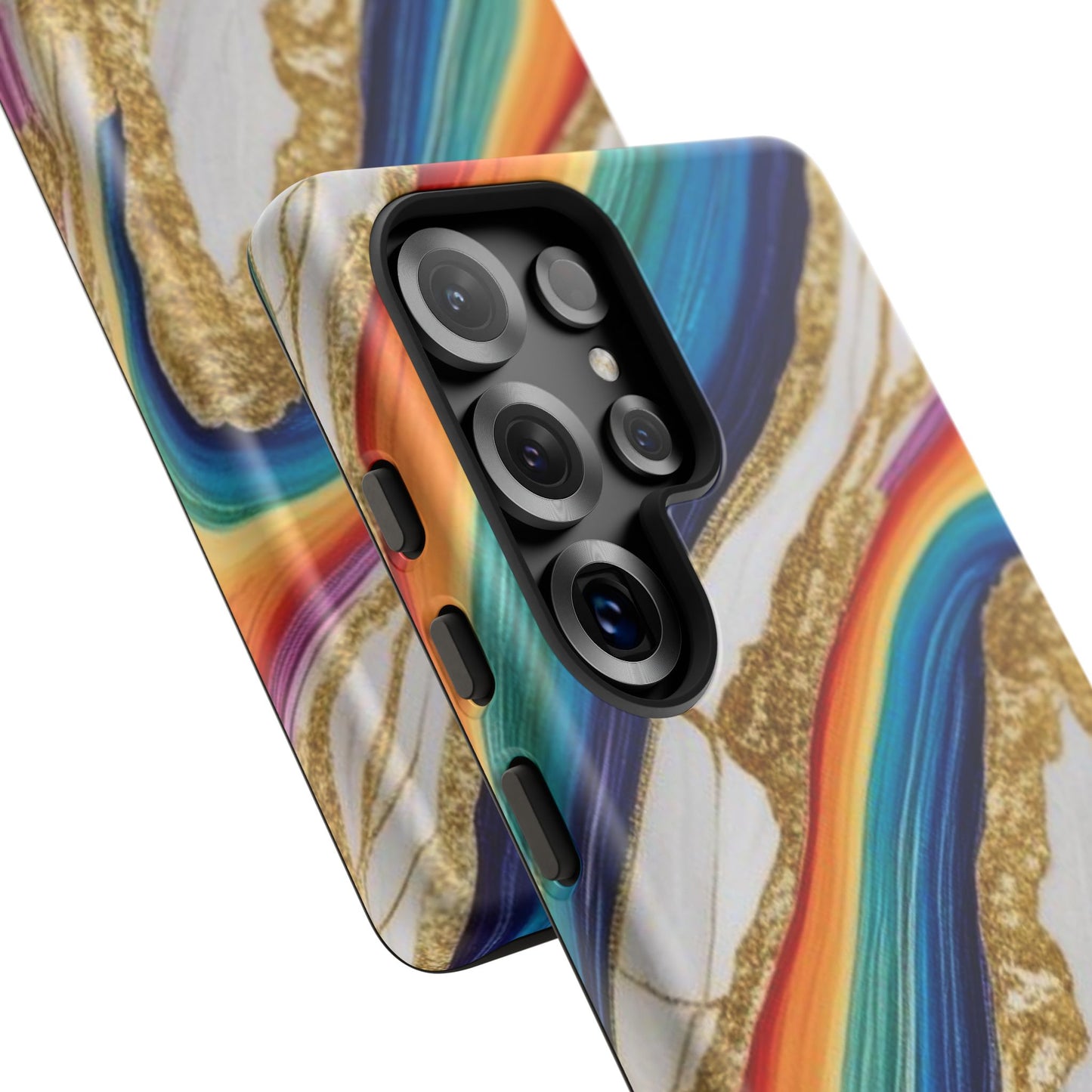 Colorful Marble Phone Case with Rainbow Design, Tough Phone Cover, Customizable Gift, Trendy Cell Accessories, Unique Style