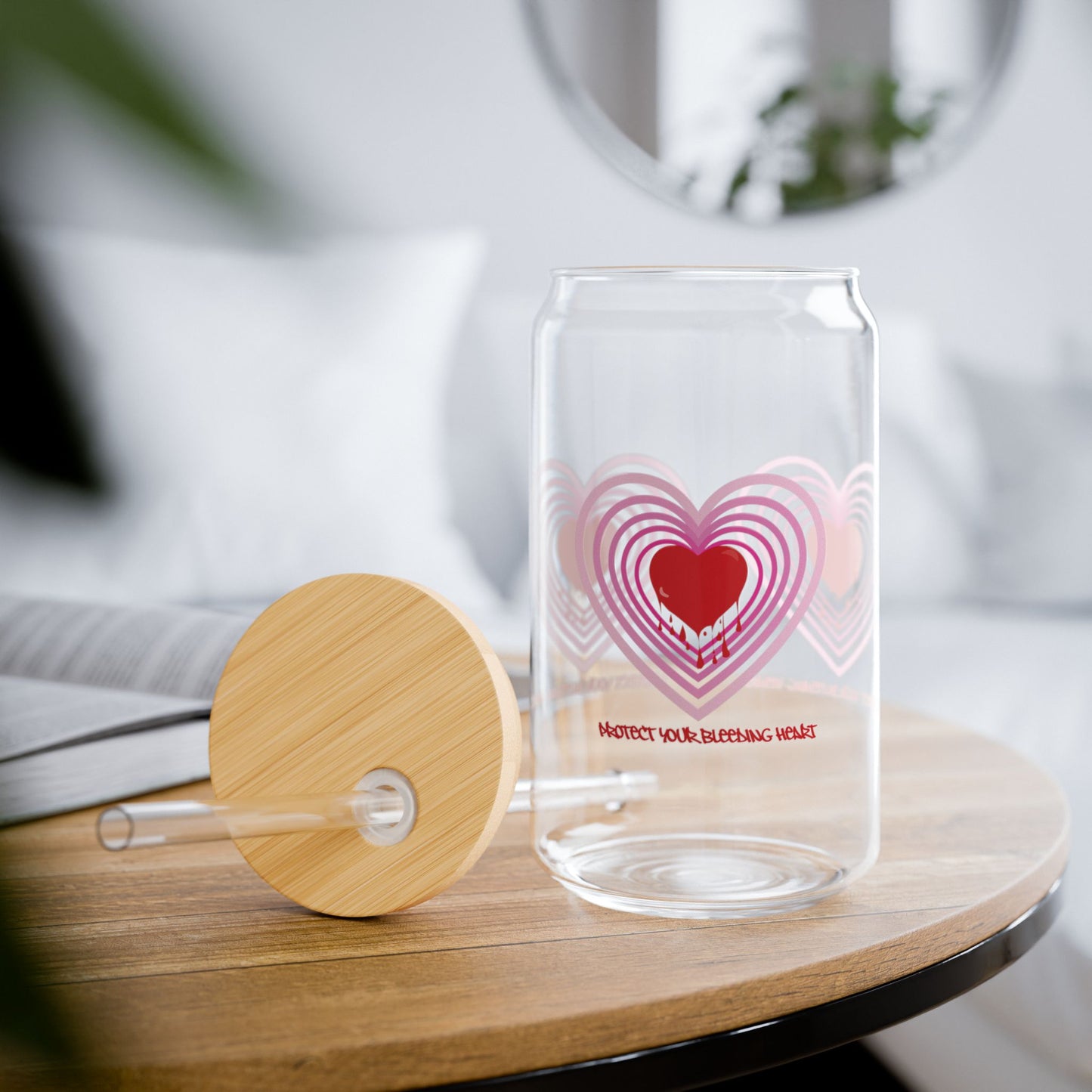 Love Heart Sipper Glass, 16oz | Perfect for Valentine’s Day, Romantic Gifts, Home Decor, Reusable Drinkware, Eco-Friendly